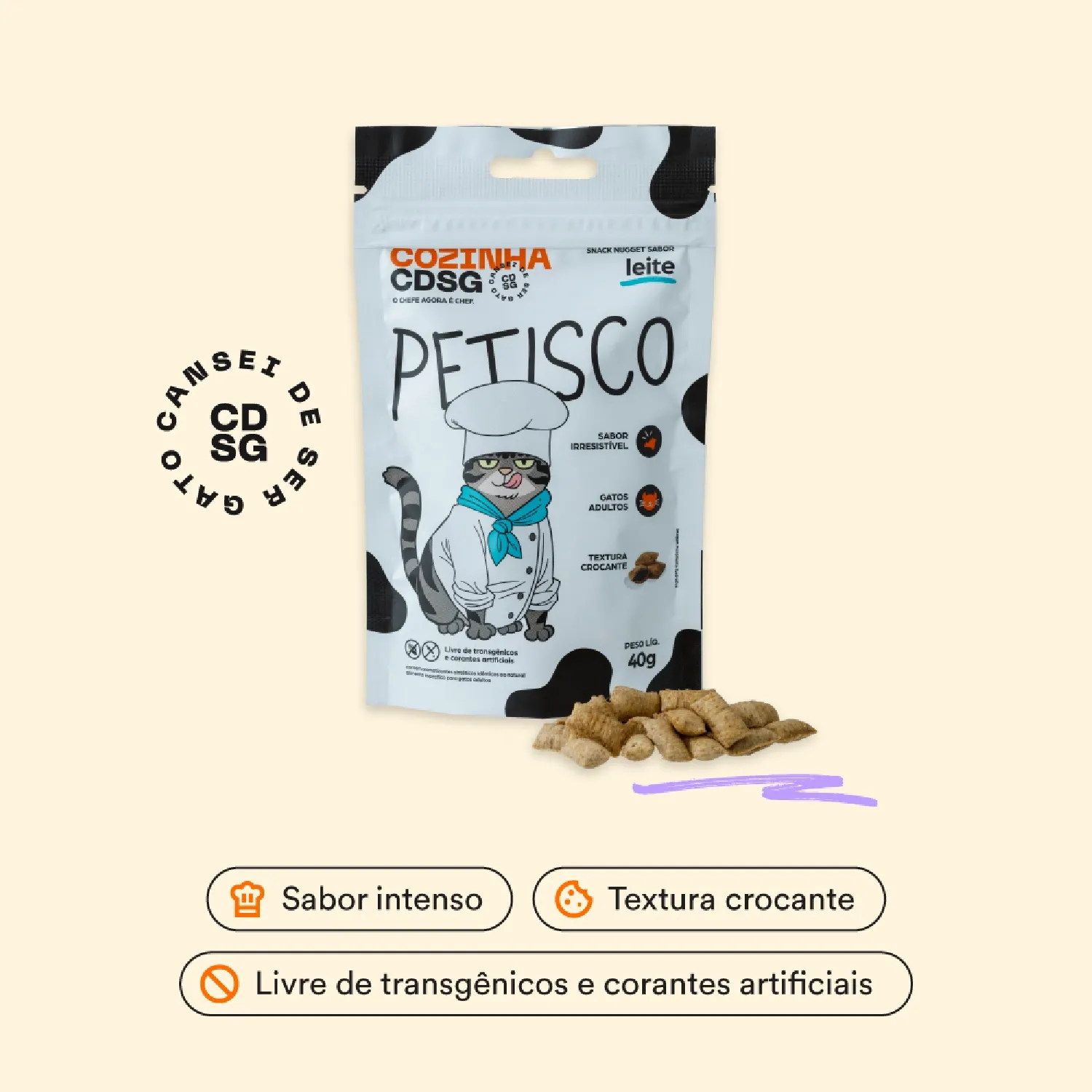 Petisco Nugget para Gatos Leite Cansei de Ser Gato balletes-04